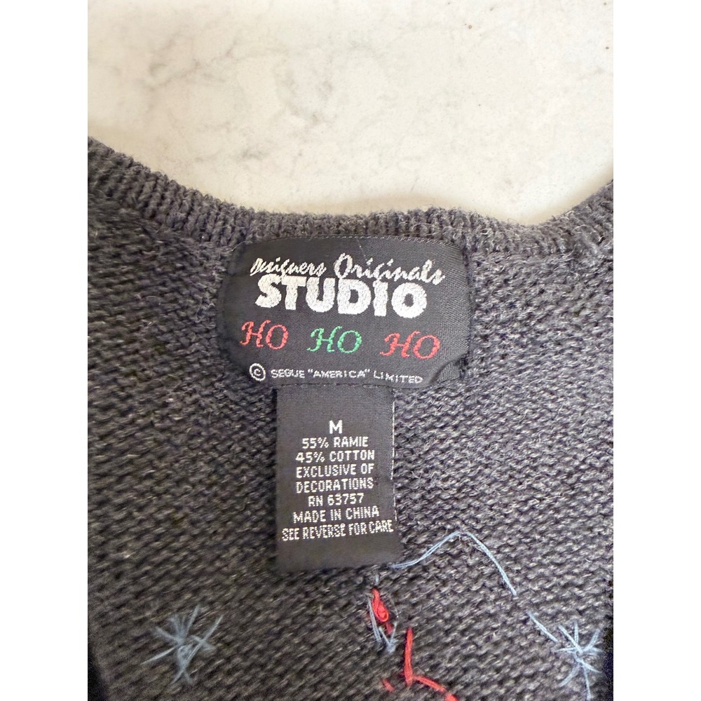 Studio Ho Ho Ho Ugly Christmas Vest Womens M Christmas Trees‎ Buttons V-Neck - Picture 2 of 7